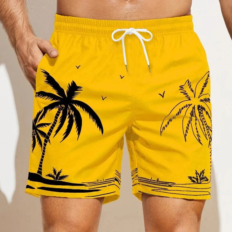 European And American Men's Loose Beach Pants 3D Printed Pattern