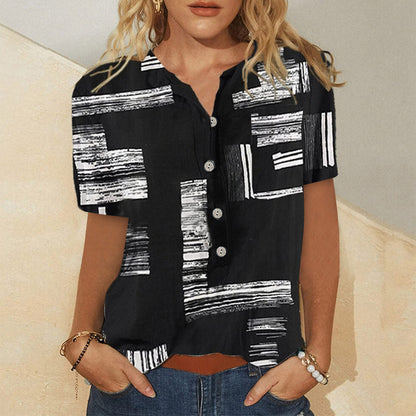 Casual Irregular Printed Loose Fitting Shirt