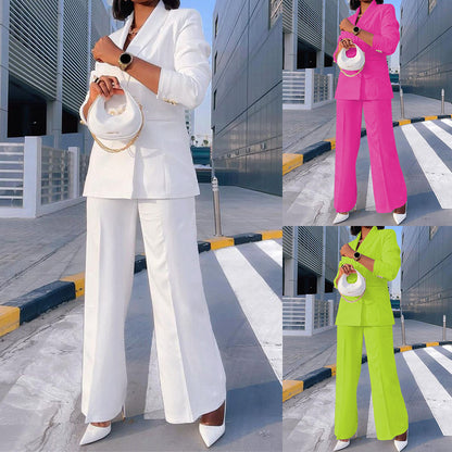 Lady Temperament Casual Suit Wide Leg Pants Two-piece Suit