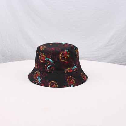 Retro Printed Bucket Hat Korean Style All-matching