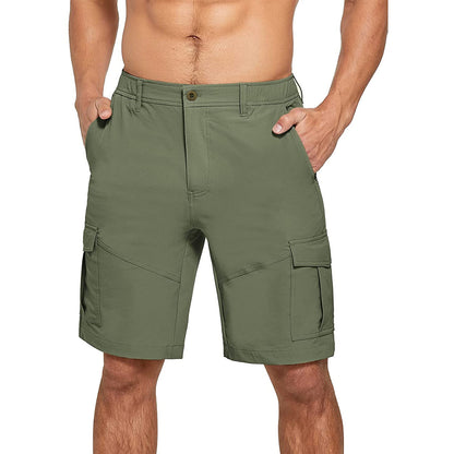 Solid Color Men's Loose Casual Multi-pocket Workwear Shorts