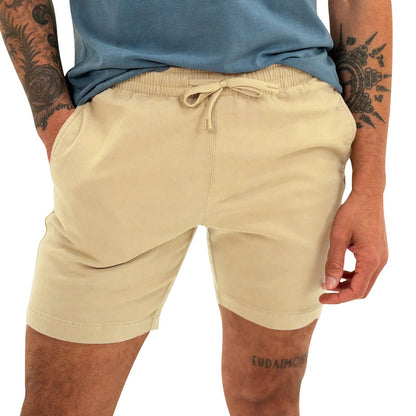 Men's Solid Color Four-point Casual Drawstring Breathable Cotton And Linen Sports Shorts