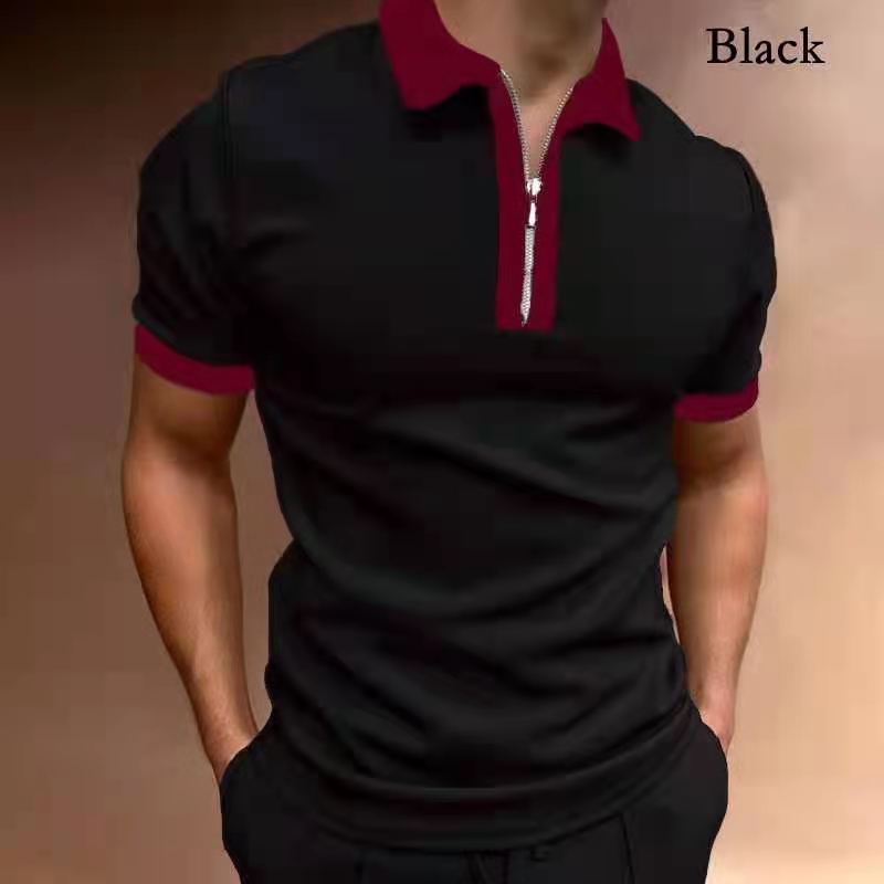 New Style POLO Shirt Zipper Knitted Jacquard Men's T-shirt Top