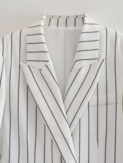 European And American Style Casual Loose Striped Commuter Suit Jacket