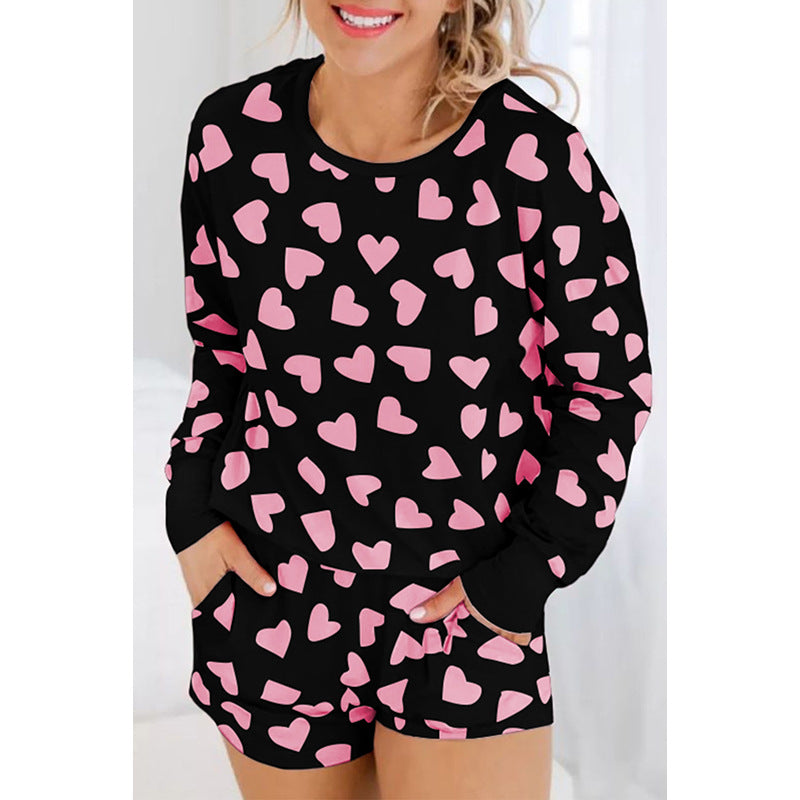 Heart Shape Printed Home Two-piece Women's Clothing