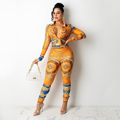 Women's Printed Tight Two-piece Suit