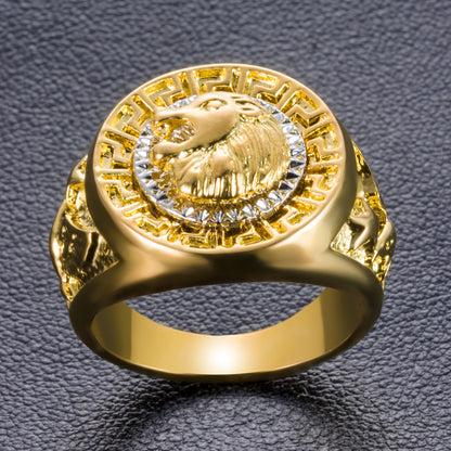 Male lion head ring