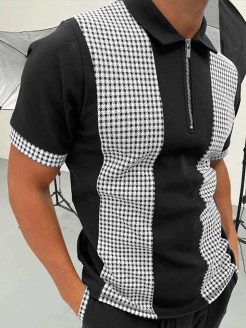 Patterned Polo Shirt Men's Casual Plus Size Short-sleeved Shirt