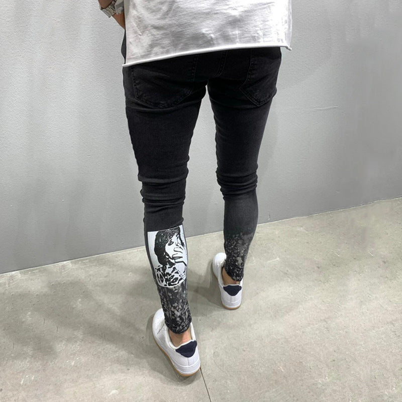 Men's Ripped Stretch Stiletto Jeans Black Jeans