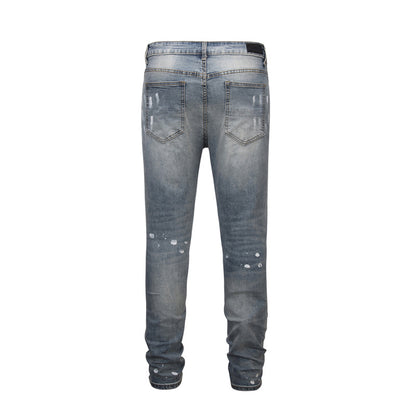 Paint splash trousers hot drilling ripped jeans