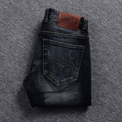 European And American Fashion Frayed Slim-fit Men's Jeans