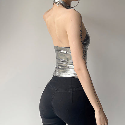 Solid Color Slim Street Fashion Halter Sexy Backless Underwaist