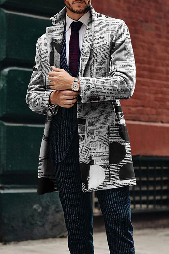 Men's Woolen Stand Collar Mid-length Trench Coat