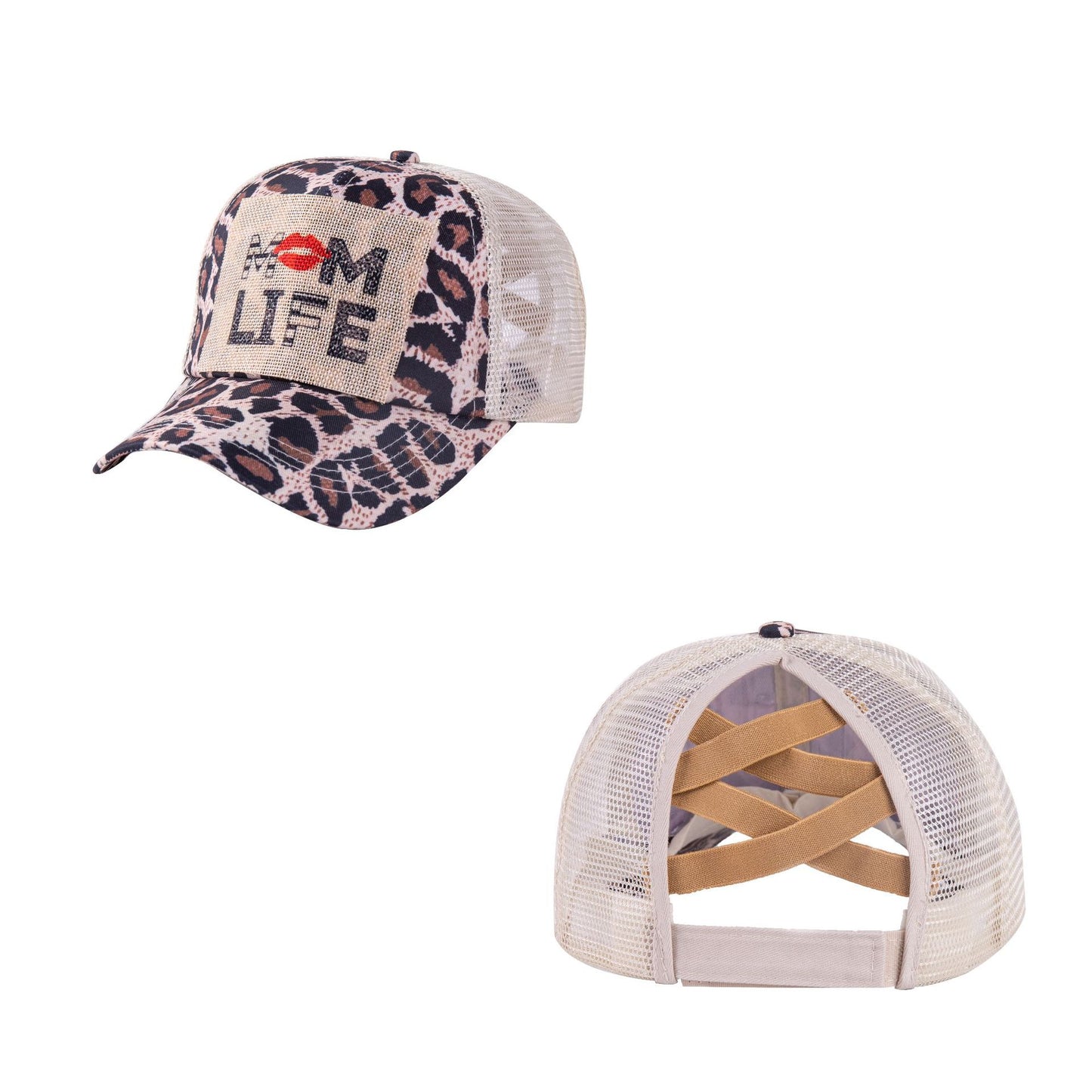 Leopard Cross Horsetail Baseball Cap