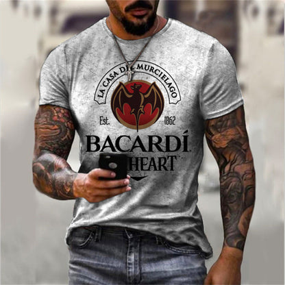 3D Digital Vintage Print English Men's Casual Short Sleeve