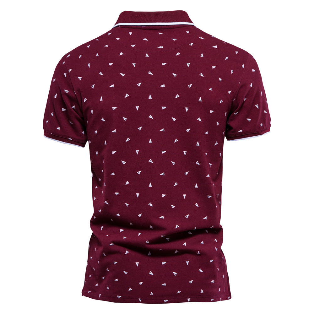 Men's Fashion Printed Short-sleeved Top Polo Shirt