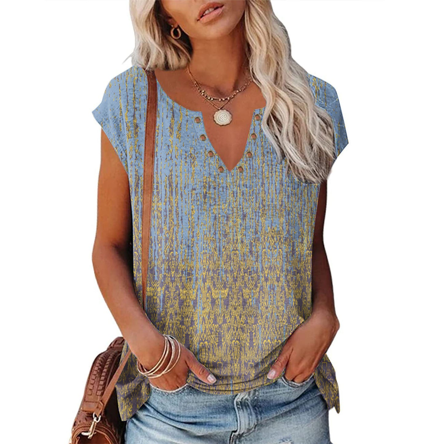 Printed V-neck Women's Tank Top