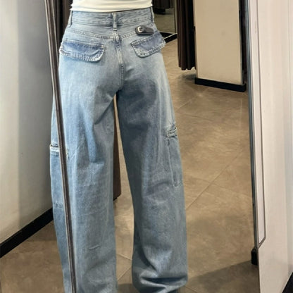 Women's Fashion Denim Straight-leg Trousers