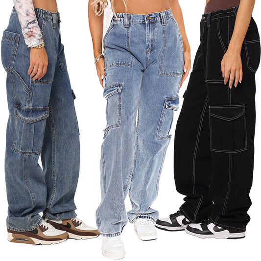 Women's High Waist Baggy Loose Wide Leg Workwear