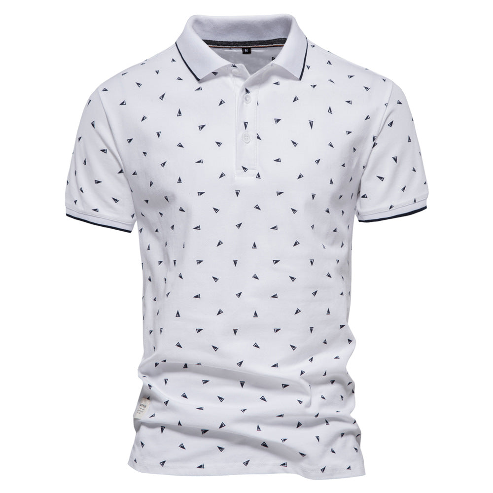 Men's Fashion Printed Short-sleeved Top Polo Shirt