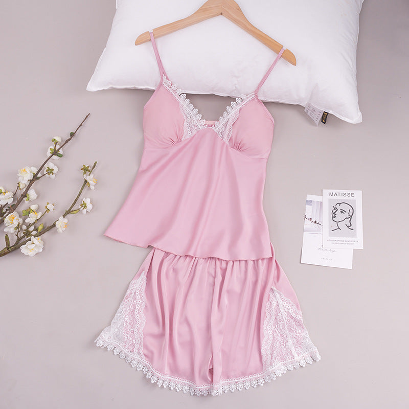 Casual Shorts Ladies Pajamas Suits Summer New Two-piece Suit Imitation Silk Casual Home Wear