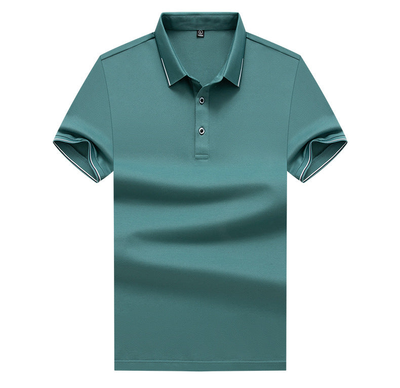 Fashion Casual Polo Collar Solid Color Short Sleeve