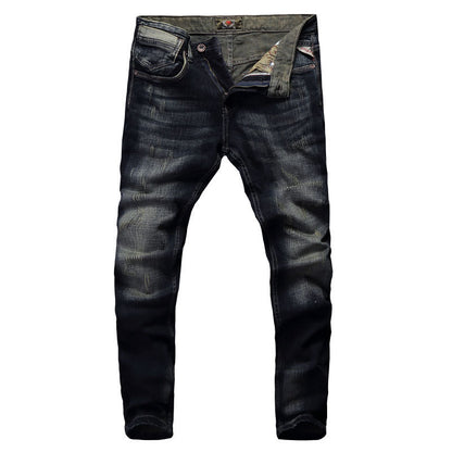 European And American Fashion Frayed Slim-fit Men's Jeans