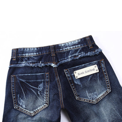 Panelled Statement Jeans Frayed Slim Fit