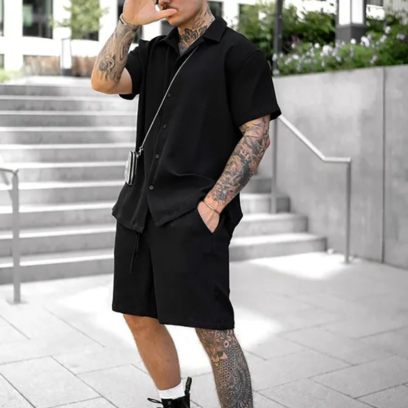 Men's Casual And Comfortable Polo Short-sleeved Shorts Suit