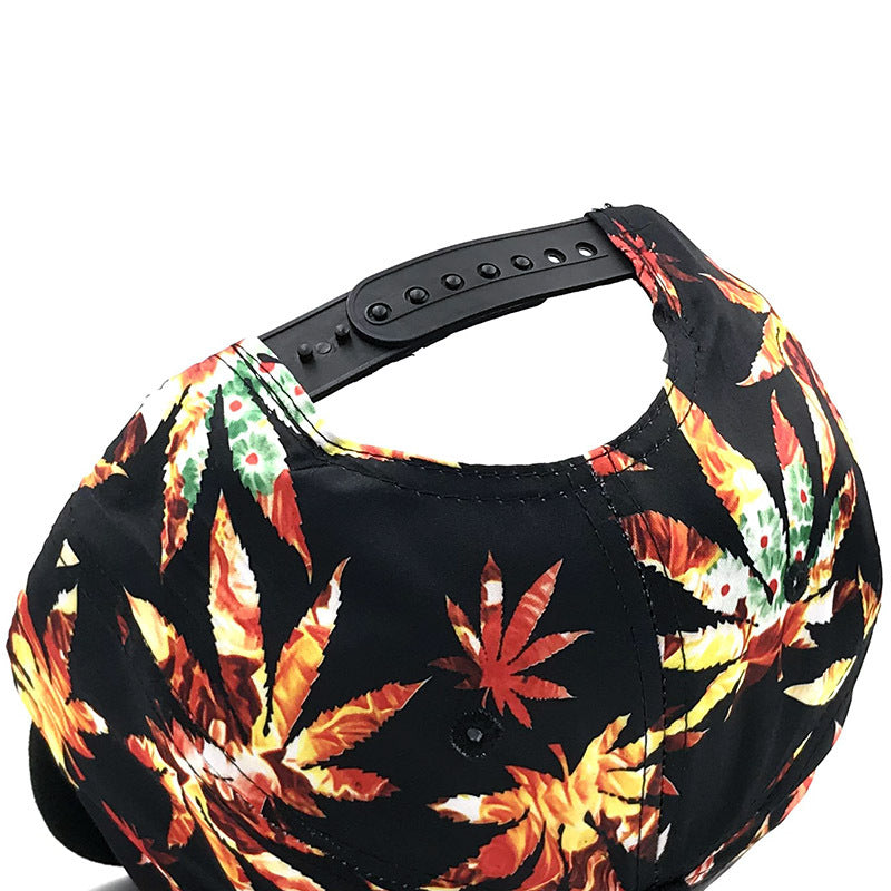 Maple Leaf Floral Fabric Embroidery Hundred Matching Couples Go Out Hip Hop Baseball Cap