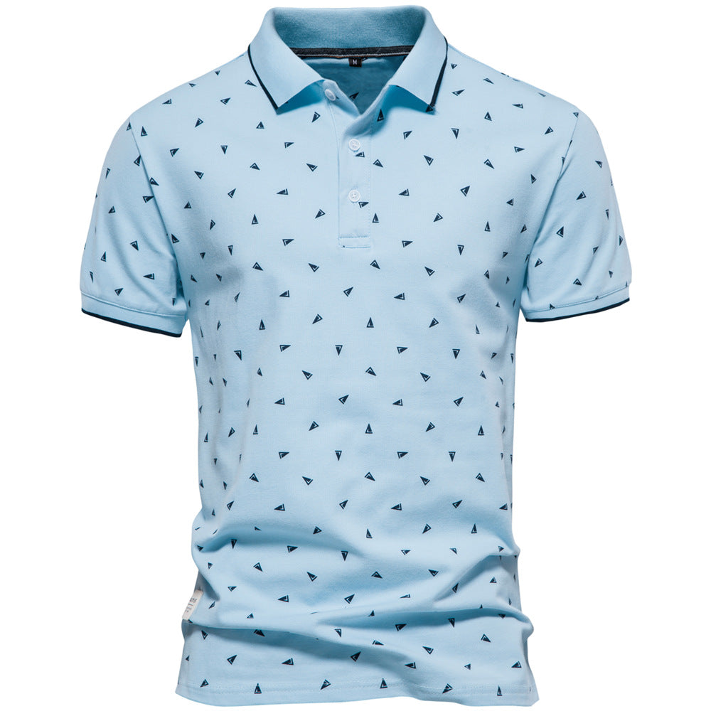 Men's Fashion Printed Short-sleeved Top Polo Shirt