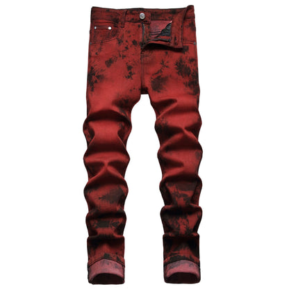 Stretch Tie Dyed Red Brick Jeans