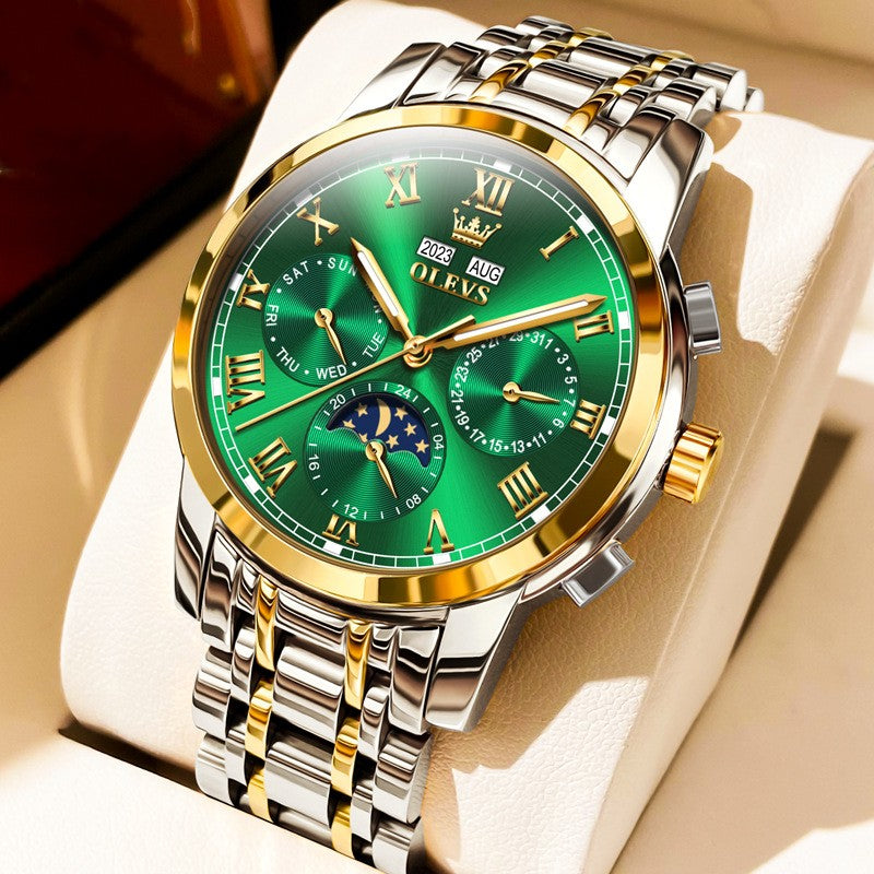 Multifunctional Moon Phase Automatic Mechanical Watch Waterproof Watch