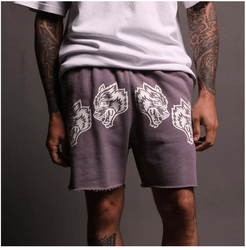 Cotton Summer Frayed New Men's Cartoon Loose Printed Shorts