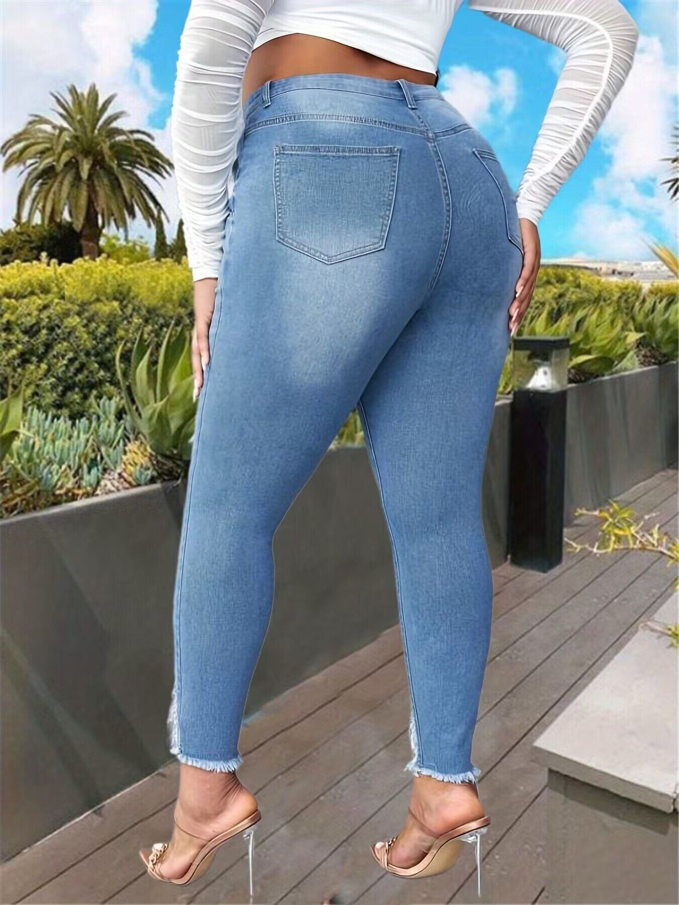 Women's Fashion Ripped Plus Size Jeans