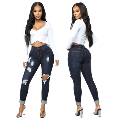 Fashion Versatile Stretch High Waist Denim Wash