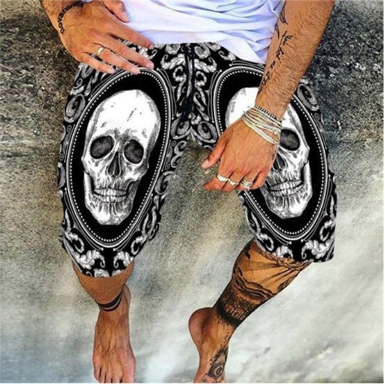 Skull Pattern Men's Casual Beach Pants