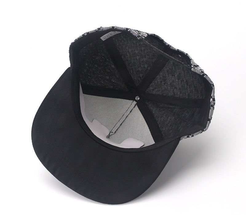 New Men's Baseball Cap Spring And Summer New Sun-proof Hip Hop Fashion Plaid Flat Eaves Cap