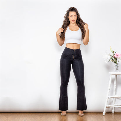 High Waist Black Flared Skinny Women's Stretch Jeans