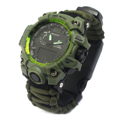 Outdoor Waterproof Multifunctional Climbing Watch Parachute Cord Woven Emergency Survival Watch