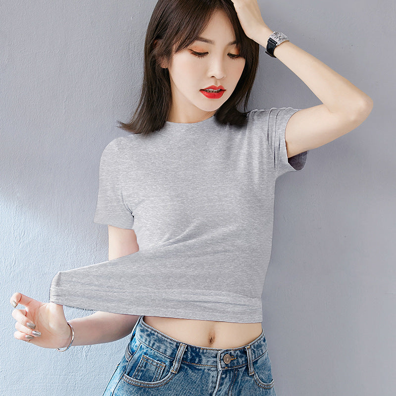 Women's Summer Slim Fit Autumn Korean Style Short Sleeve Cotton