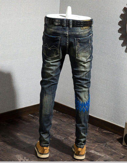 Retro Nostalgic Jeans Spring And Autumn Tide Brand Self-cultivation Korean Version