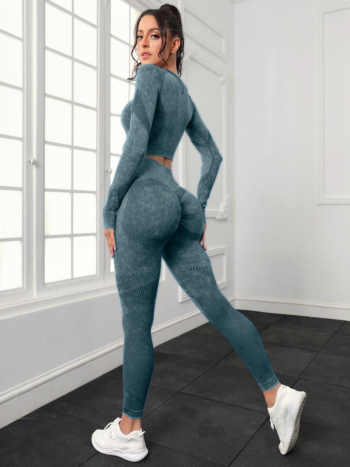 Sports Long Sleeve Fitness Yoga Pants Two-piece Set