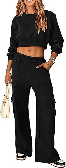 Women's Solid Color Hoodie Trousers Two-piece Suit