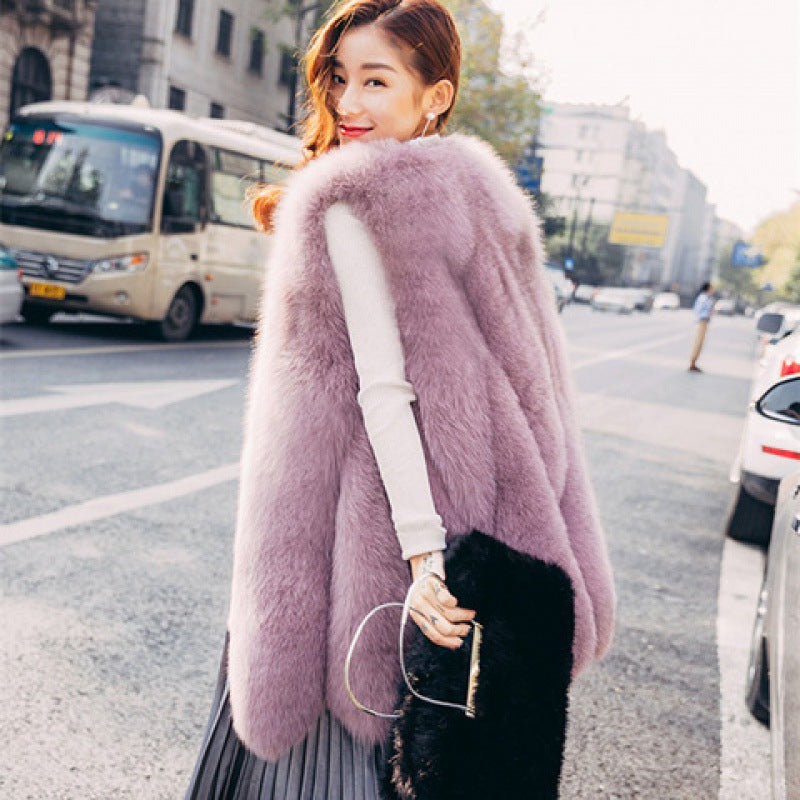 Faux Fur Vest Women's Mid-length Vest Coat