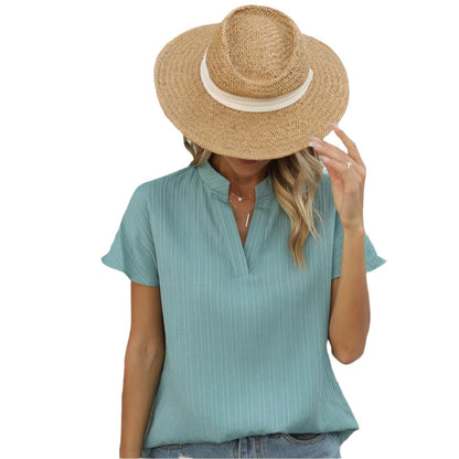 Fashion Women's Wear Chiffon Open Tube Stand Collar T-shirt