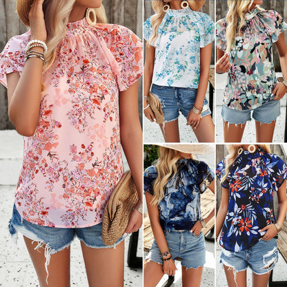 Fashion Women's Wear Printed Short-sleeved Top