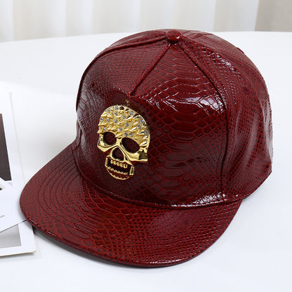 Pattern PU Leather Baseball Cap Hip-hop Fashion Cross