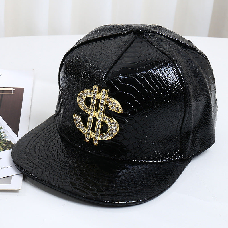 Pattern PU Leather Baseball Cap Hip-hop Fashion Cross