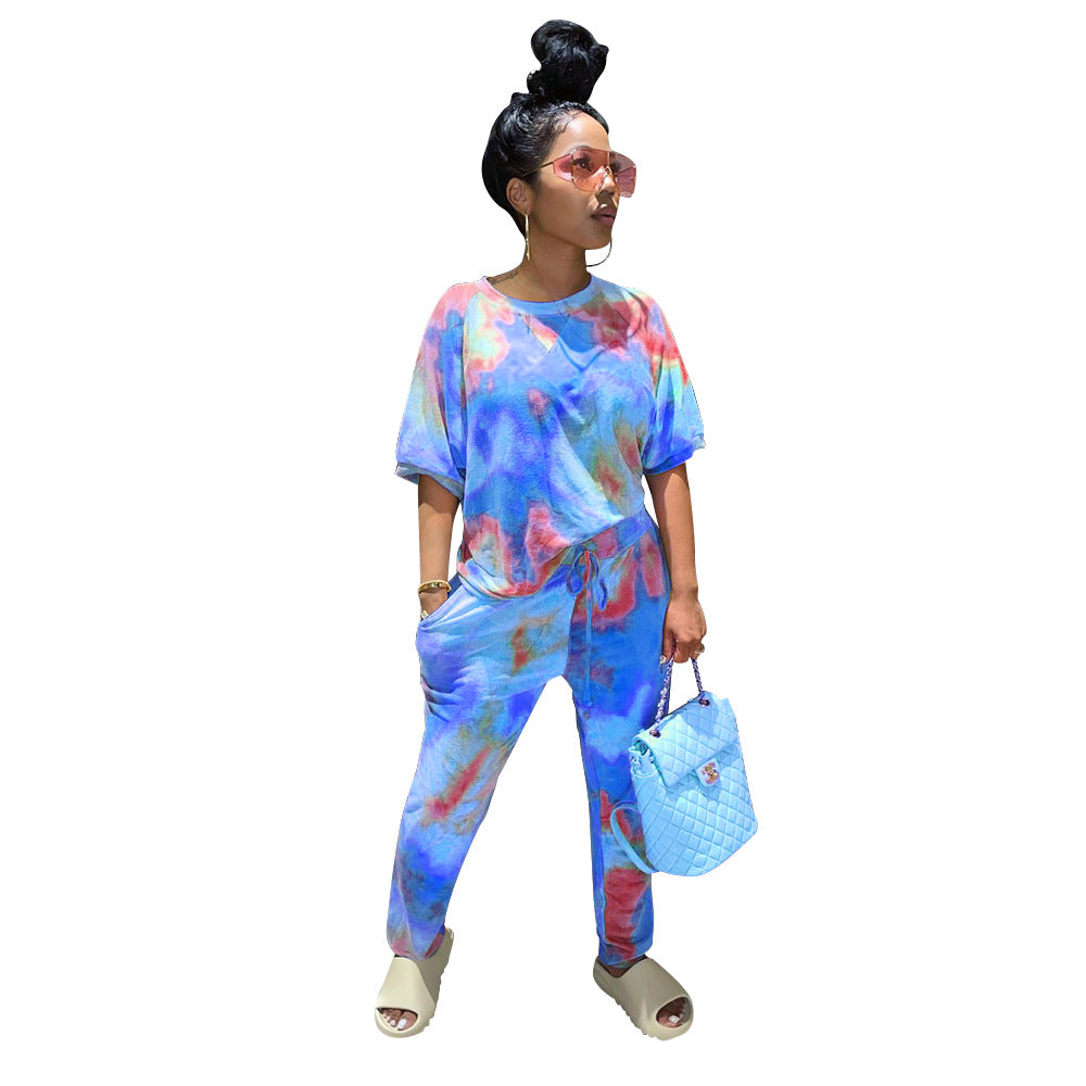 Women's Tie-dye Fashion Home Two-piece Suit